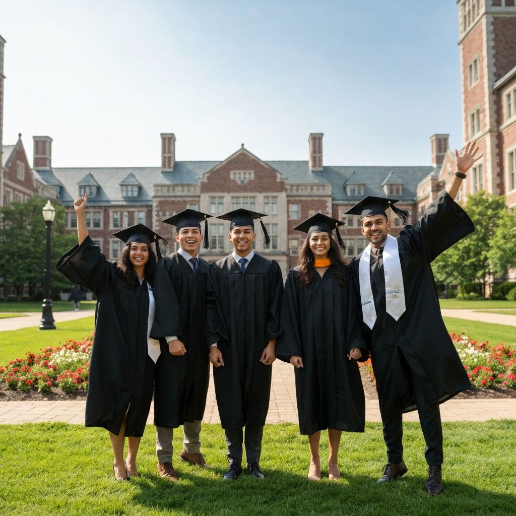Students celebrating graduation